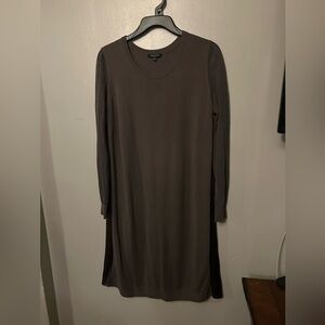 Lafayette 148 Dress - brown long sleeve sweater midi length long sleeve